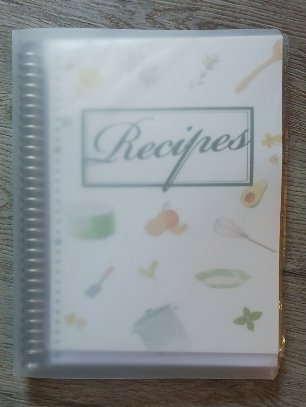 Recipes Spiral Organizer - White Cover with Pastel Kitchen Accents NEW